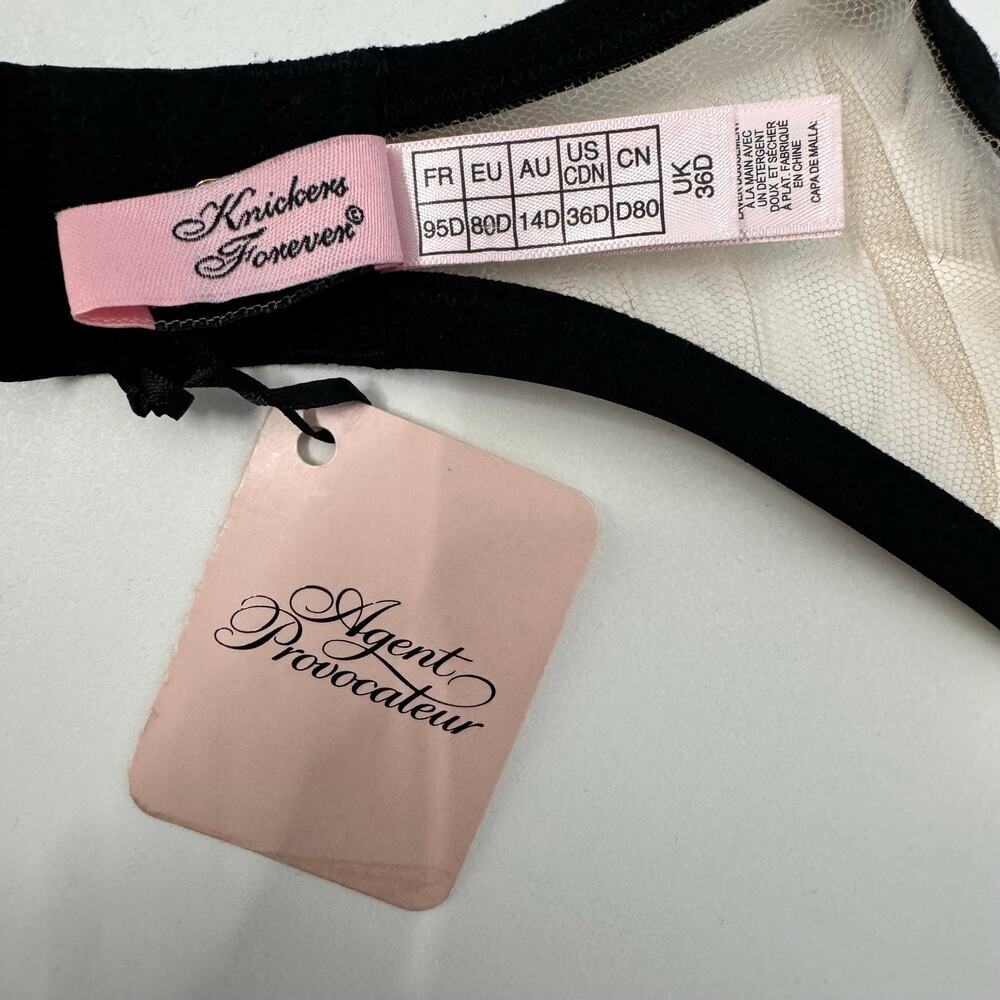 Agent Provocateur Rubi Swarovski Crystal Plunge Bra Nude Navy NWT 36D - Picture 8 of 10